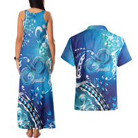 Polynesia Autism Awareness Couples Matching Tank Maxi Dress and Hawaiian Shirt Be In Awe Of My 'Tism LT05 - Polynesian Pride