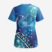 Polynesia Autism Awareness Scrub Top Be In Awe Of My 'Tism LT05 - Polynesian Pride