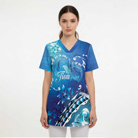 Polynesia Autism Awareness Scrub Top Be In Awe Of My 'Tism LT05 - Polynesian Pride