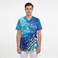 Polynesia Autism Awareness Scrub Top Be In Awe Of My 'Tism LT05 - Polynesian Pride