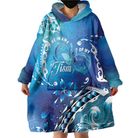 Polynesia Autism Awareness Wearable Blanket Hoodie Be In Awe Of My 'Tism LT05 - Polynesian Pride