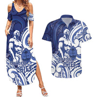 Guam Chief Kepuha Couples Matching Summer Maxi Dress and Hawaiian Shirt Chamorro Pride