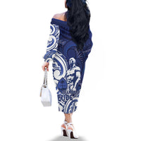 Guam Chief Kepuha Family Matching Off The Shoulder Long Sleeve Dress and Hawaiian Shirt Chamorro Pride