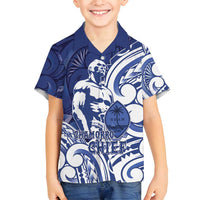 Guam Chief Kepuha Family Matching Summer Maxi Dress and Hawaiian Shirt Chamorro Pride LT05 Son's Shirt Blue - Polynesian Pride