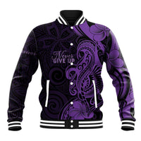 Personalised Lupus Warrior Baseball Jacket Never Give Up Polynesian Style LT05 Unisex Purple - Polynesian Pride