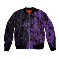 Personalised Lupus Warrior Bomber Jacket Never Give Up Polynesian Style LT05 Unisex Purple - Polynesian Pride