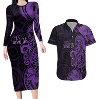 Personalised Lupus Warrior Couples Matching Long Sleeve Bodycon Dress and Hawaiian Shirt Never Give Up Polynesian Style