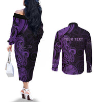 Personalised Lupus Warrior Couples Matching Off The Shoulder Long Sleeve Dress and Long Sleeve Button Shirt Never Give Up Polynesian Style LT05 - Polynesian Pride