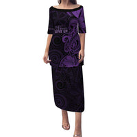 Personalised Lupus Warrior Family Matching Puletasi and Hawaiian Shirt Never Give Up Polynesian Style LT05 Mom's Dress Purple - Polynesian Pride