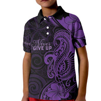 Personalised Lupus Warrior Kid Polo Shirt Never Give Up Polynesian Style LT05 Kid Purple - Polynesian Pride