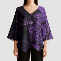 Personalised Lupus Warrior Kimono Sleeve Blouse Never Give Up Polynesian Style LT05 - Polynesian Pride