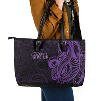 Lupus Warrior Leather Tote Bag Never Give Up Polynesian Style LT05 - Polynesian Pride