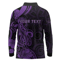 Personalised Lupus Warrior Long Sleeve Polo Shirt Never Give Up Polynesian Style LT05 - Polynesian Pride