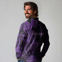 Personalised Lupus Warrior Long Sleeve Polo Shirt Never Give Up Polynesian Style LT05 - Polynesian Pride