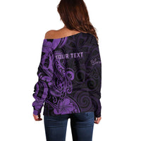 Personalised Lupus Warrior Off Shoulder Sweater Never Give Up Polynesian Style LT05 - Polynesian Pride