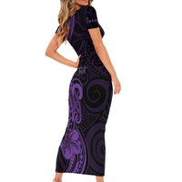Personalised Lupus Warrior Short Sleeve Bodycon Dress Never Give Up Polynesian Style LT05 - Polynesian Pride