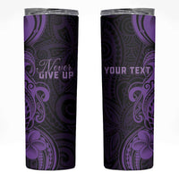Personalised Lupus Warrior Skinny Tumbler Never Give Up Polynesian Style LT05 Purple - Polynesian Pride