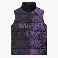 Personalised Lupus Warrior Sleeveless Puffer Jacket Never Give Up Polynesian Style LT05 Unisex Purple - Polynesian Pride