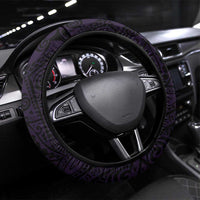 Lupus Warrior Steering Wheel Cover Never Give Up Polynesian Style LT05 Universal Fit Purple - Polynesian Pride