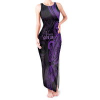 Personalised Lupus Warrior Tank Maxi Dress Never Give Up Polynesian Style LT05 Women Purple - Polynesian Pride