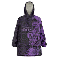 Personalised Lupus Warrior Wearable Blanket Hoodie Never Give Up Polynesian Style LT05 One Size Purple - Polynesian Pride
