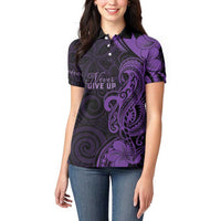 Personalised Lupus Warrior Women Polo Shirt Never Give Up Polynesian Style LT05 - Polynesian Pride