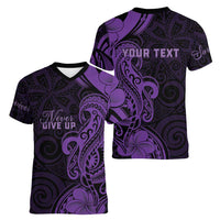 Personalised Lupus Warrior Women V-Neck T-Shirt Never Give Up Polynesian Style LT05 - Polynesian Pride