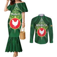 Personalized American Samoa Manu'a Cession Day Couples Matching Mermaid Dress and Long Sleeve Button Shirt With Polynesian Pattern LT05 Green - Polynesian Pride