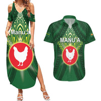 Personalized American Samoa Manu'a Cession Day Couples Matching Summer Maxi Dress and Hawaiian Shirt With Polynesian Pattern LT05 Green - Polynesian Pride