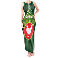Personalized American Samoa Manu'a Cession Day Tank Maxi Dress With Polynesian Pattern LT05 Women Green - Polynesian Pride