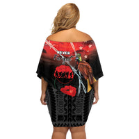 Papua New Guinea Remembrance Day Off Shoulder Short Dress Lest We Forget LT05 - Polynesian Pride