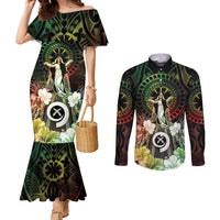 Vanuatu Happy Assumption Day Couples Matching Mermaid Dress and Long Sleeve Button Shirt LT05 Reggae - Polynesian Pride