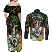Vanuatu Happy Assumption Day Couples Matching Off Shoulder Maxi Dress and Long Sleeve Button Shirt LT05 - Polynesian Pride