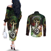 Vanuatu Happy Assumption Day Couples Matching Off The Shoulder Long Sleeve Dress and Long Sleeve Button Shirt LT05 - Polynesian Pride