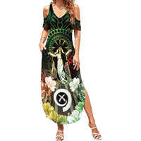 Vanuatu Happy Assumption Day Family Matching Summer Maxi Dress and Hawaiian Shirt LT05 Mom's Dress Reggae - Polynesian Pride