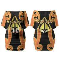 Personalised New Zealand Te Tairawhiti Family Matching Off Shoulder Short Dress and Hawaiian Shirt Maori Koru Pattern LT05 Mom's Dress Orange - Polynesian Pride