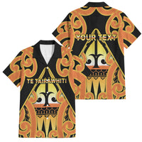 Personalised New Zealand Te Tairawhiti Family Matching Puletasi and Hawaiian Shirt Maori Koru Pattern LT05 Dad's Shirt - Short Sleeve Orange - Polynesian Pride