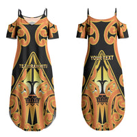 Personalised New Zealand Te Tairawhiti Family Matching Summer Maxi Dress and Hawaiian Shirt Maori Koru Pattern LT05 Mom's Dress Orange - Polynesian Pride