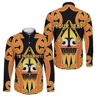 Personalised New Zealand Te Tairawhiti Family Matching Summer Maxi Dress and Hawaiian Shirt Maori Koru Pattern LT05 Dad's Shirt - Long Sleeve Orange - Polynesian Pride