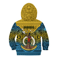 Vanuatu Sanma Province Kid Hoodie Coat Of Arms And Namele Fern Polynesian Pattern LT05 - Polynesian Pride