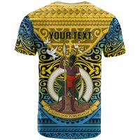 Personalized Vanuatu Sanma Province T Shirt Coat Of Arms And Namele Fern Polynesian Pattern LT05 - Polynesian Pride