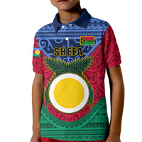 Vanuatu Shefa Province Kid Polo Shirt Coat Of Arms And Namele Fern Polynesian Pattern LT05 Kid Red - Polynesian Pride