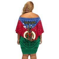 Personalized Vanuatu Shefa Province Off Shoulder Short Dress Coat Of Arms And Namele Fern Polynesian Pattern LT05 - Polynesian Pride