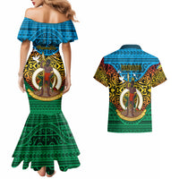Vanuatu Torba Province Couples Matching Mermaid Dress and Hawaiian Shirt Vanuatuan Coat Of Arms Polynesian Pattern LT05 - Polynesian Pride