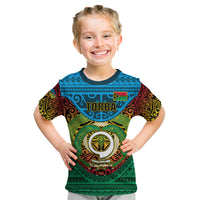 Vanuatu Torba Province Kid T Shirt Vanuatuan Coat Of Arms Polynesian Pattern LT05 Green - Polynesian Pride