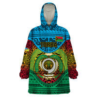 Vanuatu Torba Province Wearable Blanket Hoodie Vanuatuan Coat Of Arms Polynesian Pattern LT05 One Size Green - Polynesian Pride