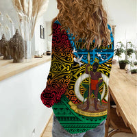 Personalized Vanuatu Torba Province Women Casual Shirt Vanuatuan Coat Of Arms Polynesian Pattern LT05 - Polynesian Pride