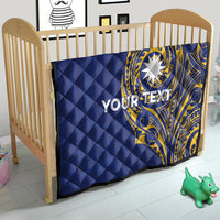 Personalised Nauru Angam Day Quilt Gold Navy Tribal Pattern