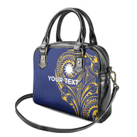 Personalised Nauru Angam Day Shoulder Handbag Gold Navy Tribal Pattern