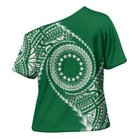 Cook Islands Gospel Day Cross Shoulder Shirt Green Tribal Curves LT05 - Polynesian Pride